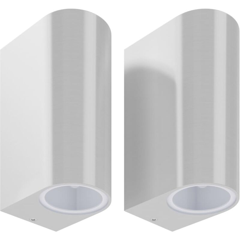 

vidaXL Lámparas de pared de exterior luz superior e inferior 2 unidades - Plateado
