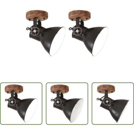 vidaXL Lámparas de pared -  Lámparas industriales de pared/techo 2 uds negro 20x25 cm E27