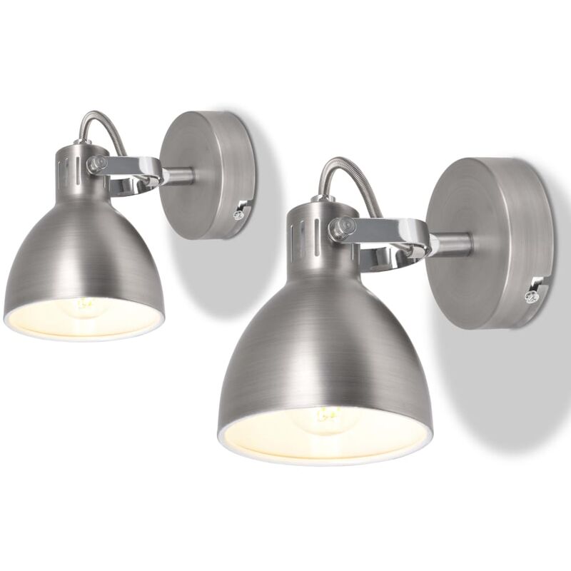 

vidaXL Lámparas de pared para 2 bombillas E14 gris 2 unidades - Gris