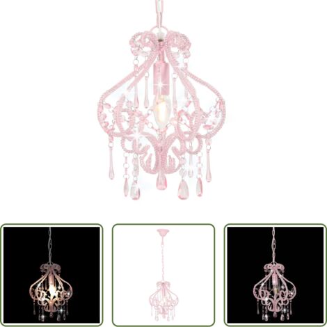 vidaXL Lampe décorative -  Plafonnier avec perles Rose Rond E14