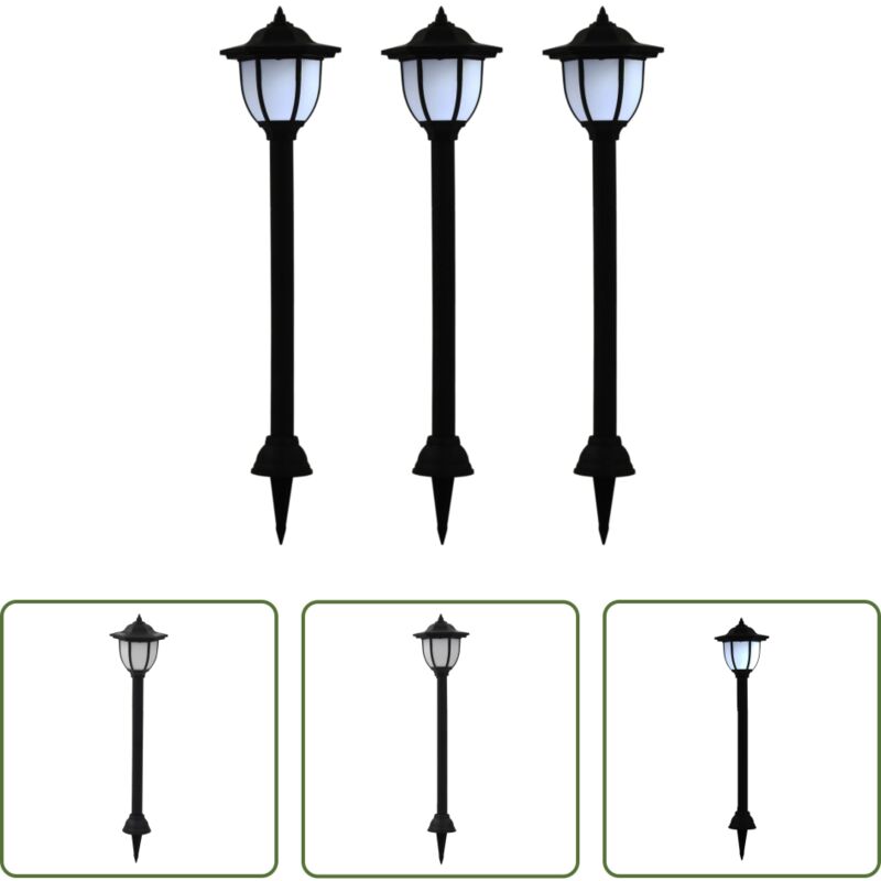 vidaXL Lampe solaire extérieure - Lampe solaire à LED d'extérieur 3 pcs Noir
