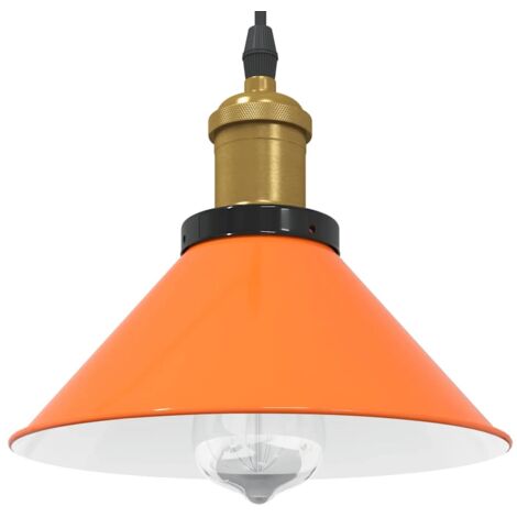 vidaXL Lampe suspendue réglable hauteur E27 orange brillant métal