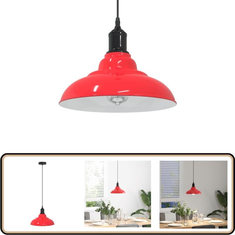 Vidaxl - Lampe suspendue réglable hauteur E27 rouge brillant Ø31cm métal