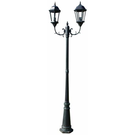 vidaXL Lampione da Giardino 2 Bracci 230 cm Verde Scuro/Nero