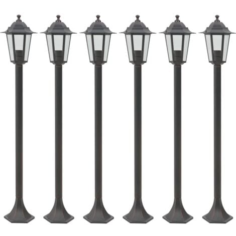 vidaXL Lampioni da Giardino 6pz E27 110 cm Alluminio Bronzo