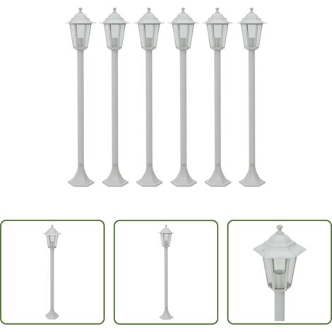 vidaXL Lampioni in alluminio -  Lampioni da Giardino 6 pz E27 110 cm in Alluminio Bianco