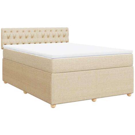 vidaXL Lattenrahmen-Bett mit Matratze Creme 160x200 cm Stoff