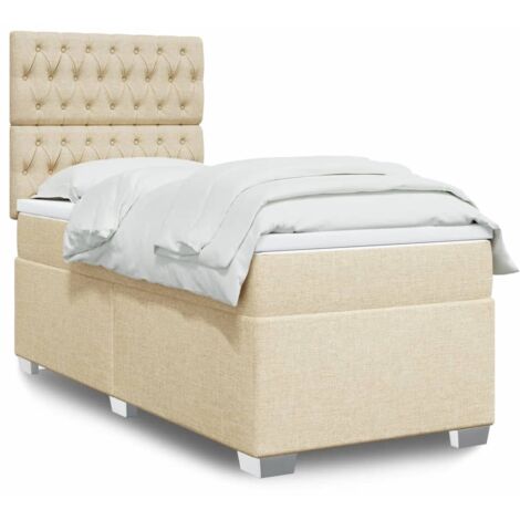 vidaXL Lattenrahmen mit Matratze Creme 100x200 cm Stoff