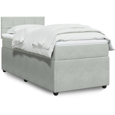 vidaXL Lattenrahmen mit Matratze Grau 100x200cm Samt
