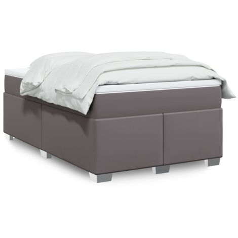 vidaXL Lattenrost-Bett mit Matratze Grau 120x200 cm Kunstleder