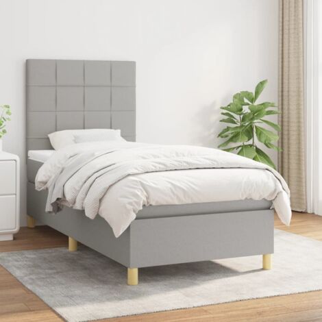 vidaXL Lattenrost-Bett mit Matratze Grau 90x200 cm Stoff