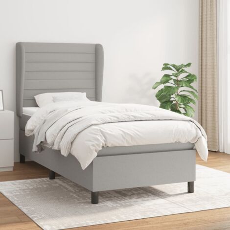 vidaXL Lattenrost-Bett mit Matratze Grau 90x200 cm Stoff