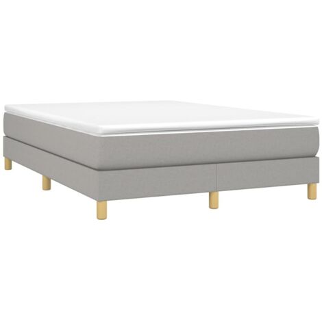 vidaXL Lattenrost Bett mit Matratze Hellgrau 140x190cm Stoff