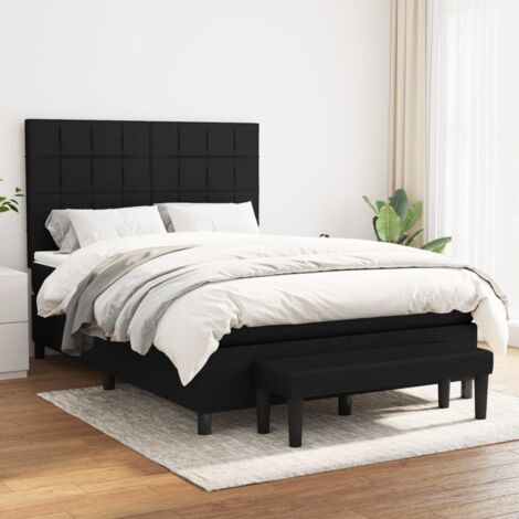 vidaXL Lattenrost-Bett mit Matratze Schwarz 140x190 cm Stoff