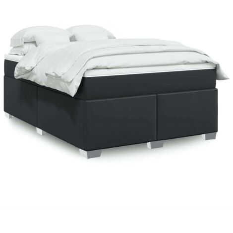 vidaXL Lattenrost Bett mit Matratze Schwarz 140x200 cm Kunstleder