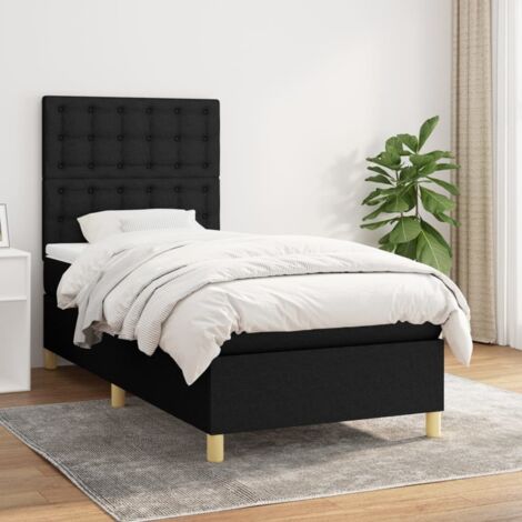 vidaXL Lattenrost-Bett mit Matratze Schwarz 90x200 cm Stoff