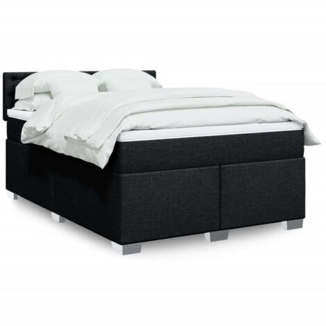 vidaXL Lattenrost-Bettgestell mit Matratze Schwarz 160x200 cm Stoff