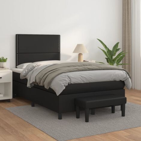 vidaXL Lattenrost-Bettmatratze Schwarz 120x200 cm Kunstleder