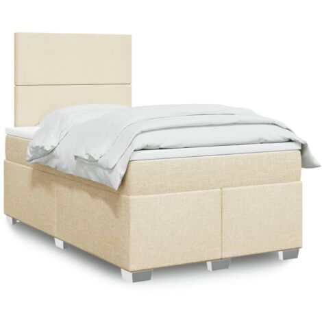 vidaXL Lattenrost mit Bettmatratze Creme 120x190 cm Stoff