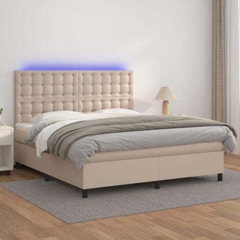vidaXL Lattenrost mit LED-Matratze Cappuccino 160x200 cm