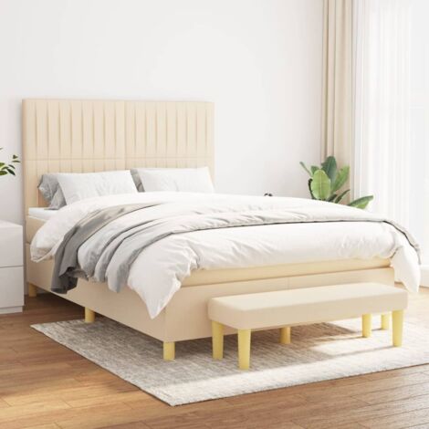 vidaXL Lattenrost mit Matratze Creme 140x190 cm Stoff