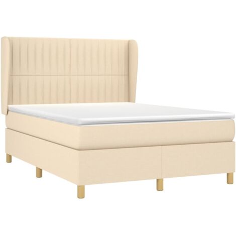 vidaXL Lattenrost mit Matratze Creme 140x190 cm Stoff