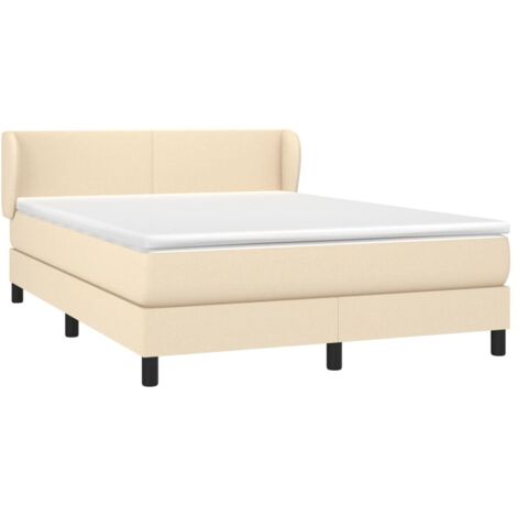 vidaXL Lattenrost mit Matratze Creme 140x190 cm Stoff