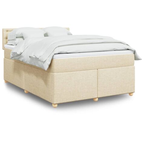 vidaXL Lattenrost mit Matratze Creme 140x200 cm Stoff