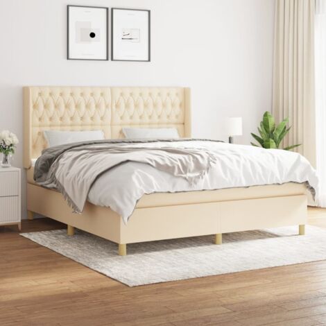 vidaXL Lattenrost mit Matratze Crème 180x200 cm Stoff