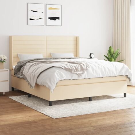 vidaXL Lattenrost mit Matratze Creme 180x200 cm Stoff