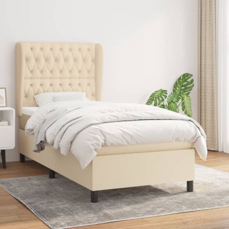 vidaXL Lattenrost mit Matratze Creme 90x200 cm Stoff