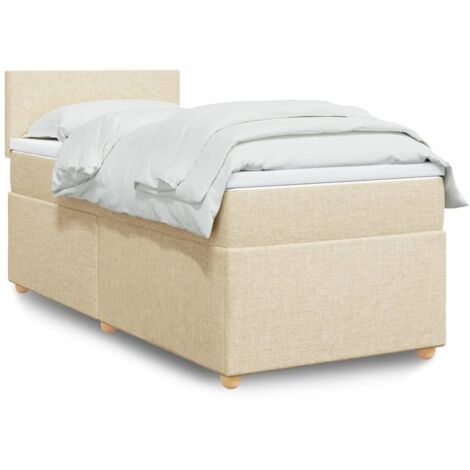 vidaXL Lattenrost mit Matratze Creme 90x200 cm Stoff