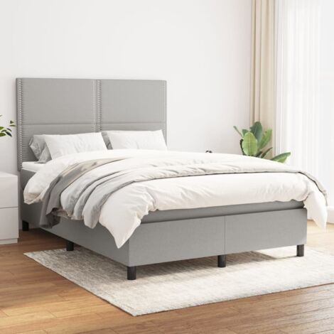 vidaXL Lattenrost mit Matratze Grau 140x200cm Stoff
