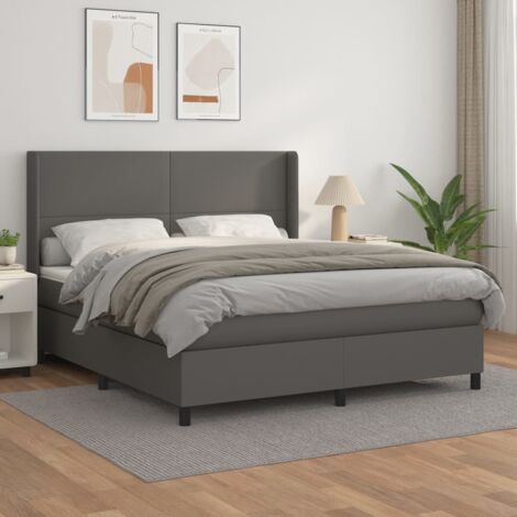 vidaXL Lattenrost mit Matratze Grau 160x200 cm Kunstleder