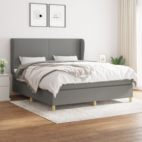 vidaXL Lattenrost mit Matratze Grau 160x200cm Stoff