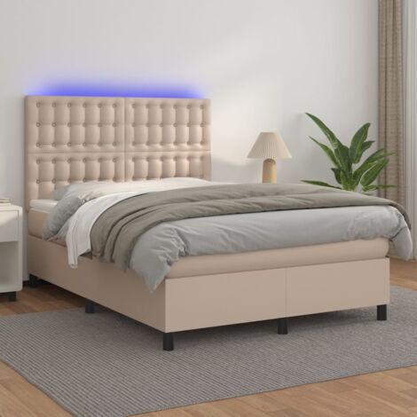 vidaXL Lattenrost mit Matratze LED Cappuccino 140x190 cm