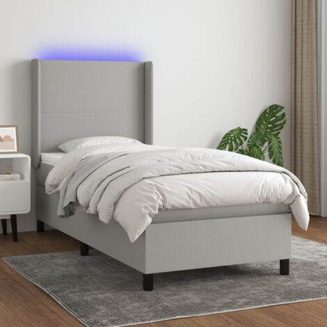 vidaXL Lattenrost mit Matratze LED Grau 80x200 cm Stoff