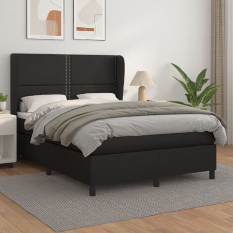 vidaXL Lattenrost mit Matratze Schwarz 140x190 cm Kunstleder