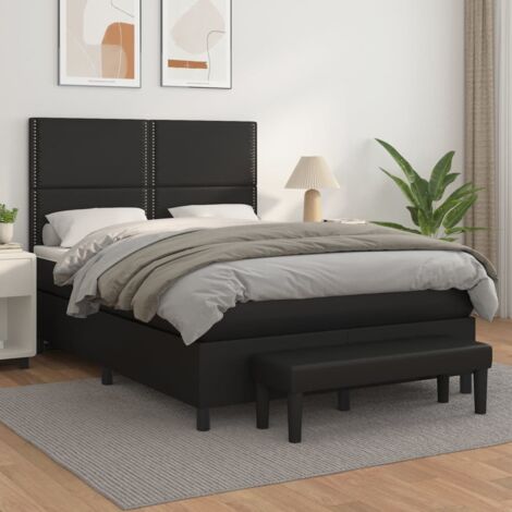 vidaXL Lattenrost mit Matratze Schwarz 140x200 cm Kunstleder