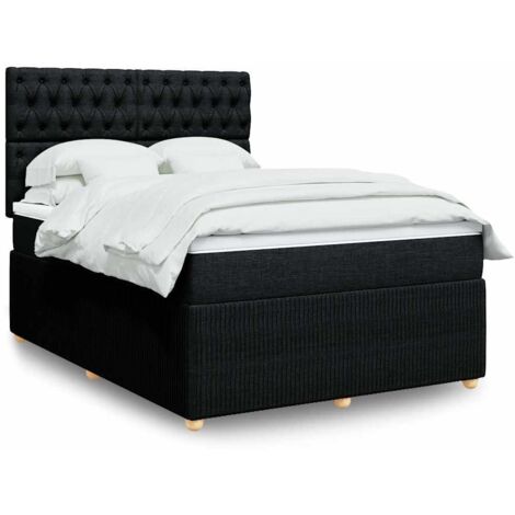 vidaXL Lattenrost mit Matratze Schwarz 160x200 cm Stoff