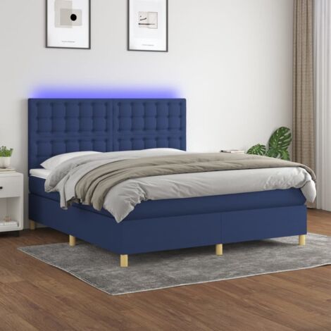 vidaXL Lattenrost mit Matratze und blauer LED 180x200 cm Stoff