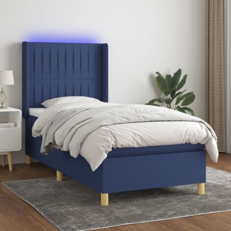 vidaXL Lattenrost mit Matratze und LED Blau 90x200 cm Stoff