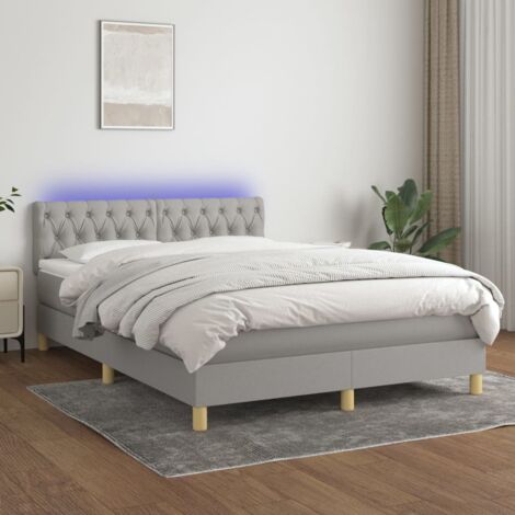 vidaXL Lattenrost mit Matratze und LED Grau 140x190 cm