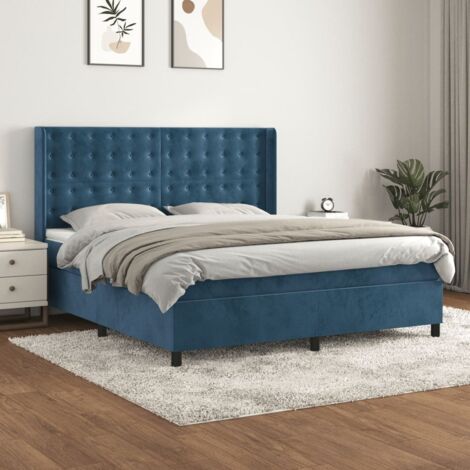 vidaXL Lattenrost und Matratze Dunkelblau 160x200cm Velvet