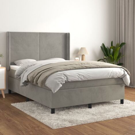 vidaXL Lattenrost und Matratze Grau 140x200cm Velvet