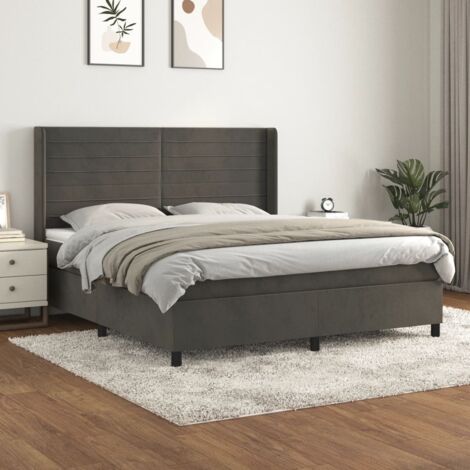 vidaXL Lattenrost und Matratze Grau 160x200cm Samt