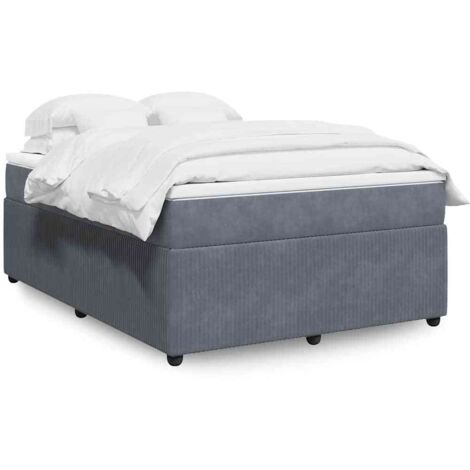 vidaXL Lattenrost und Matratze Grau 160x200cm Velours