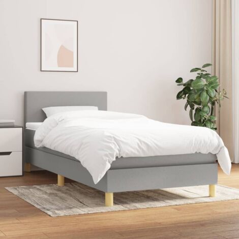 vidaXL Lattenrostbett mit Matratze Grau 90x200 cm Stoff