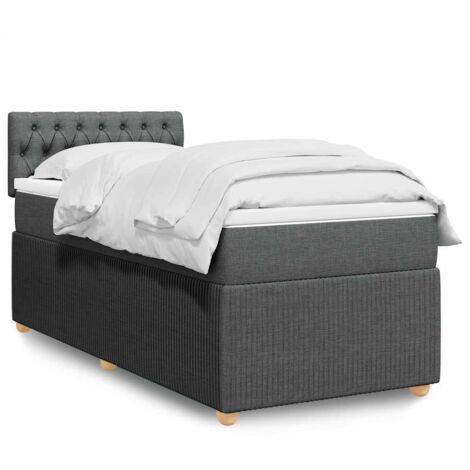 vidaXL Lattenrostbett mit Matratze Grau 90x200 cm Stoff