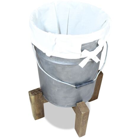 Laundry Basket Galvanised Iron Solid Reclaimed Wood 30x30x58 cm